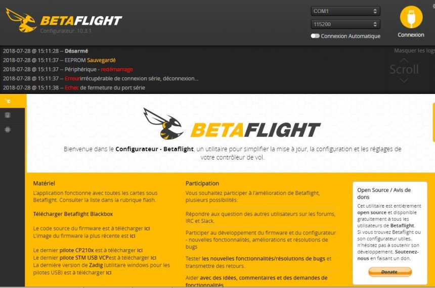 betaflight 3.4 débutant