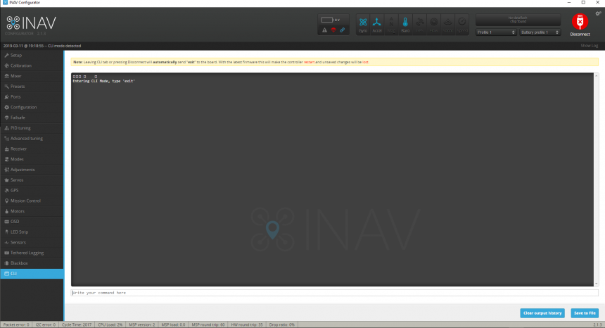 INAV Configurateur Configurator CLI