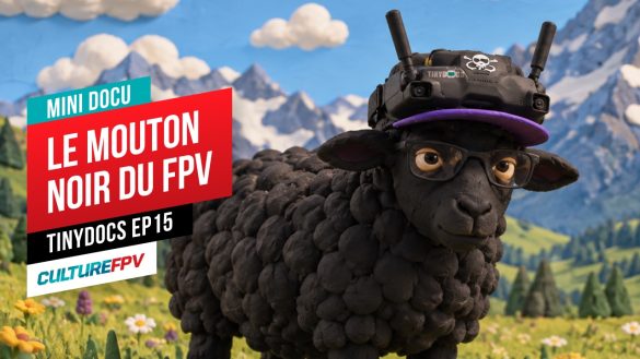 Vignette TinyDocs EP15 sur Team BlackSheep : un mouton noir en pâte à modeler avec un casque FPV